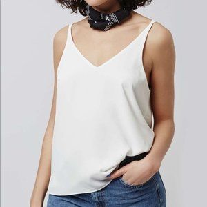 Topshop White Double V-Neck Tank Top